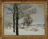 Ongesigneerd ca, winter, 1900, olieverf op linnen, winters landschap 45x35cm