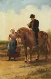 Schilderij naar Otto Eerelman ca, naar Otto Eerdelman, 1900, olieverf op paneel, boerenstal met paard 27x17cm