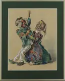 Frans van Norden, aquarel, Franciscus Martinus van Noorden (Amsterdam 1887 - 1961 Utrecht), aquarel op papier, twee marionetten 31x41cm