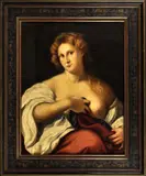 Italiaans schilderij, vrouw, Ongesigneerd 19e eeuw (Italiaanse School), olieverf op linnen, halfnaakte vrouw 72x56cm