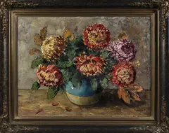 J.J. Doeser, groot, Jacobus Doeser (Utrecht 1884 - 1970 Laren), olieverf op linnen, vaas met bloemen 60x80cm