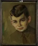 Jan van Delft, portret, Jan van Delft ( 1879 - 1952), olieverf op linnen, jongensportret 32x26cm