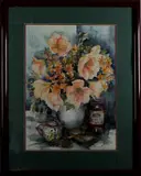 Alie Kruse Kolk, aquarel, Alie Kruse Kolk, aquarel op papier, vaas met bloemen 71x53cm
