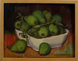 Van der Vorst, peren, Van der Voort 2e helft 20e eeuw, olieverf op paneel, schaal met peren 39x29cm