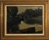 Roger Deverin, de Seine, Roger Deverin (1884 - 1973 Franse School), olieverf op linnen, De Seine bij Parijs Au port Marie 65x51cm