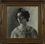 Therese Schwartzer, portret, Therese Schwartze '98 (Amsterdam 1851 - 1918) (Amsterdamse joffer), houtskool op papier, portret Lizzy Ansingh 45x45cm