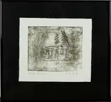 Anton Heyboer, ets, Anton Heyboer ( 1924 - 2005), ets op papier eigendruk, eigen compositie 35x40cm