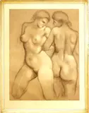 Schilderij Maillot, naakt, Maillot (1861 - 1944 Franse School), reproductie op papier, vrouwelijke naakten 49x63cm
