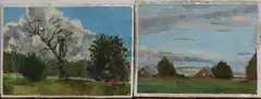 2 Schilderijen, Russisch, Twee schilderijen van Yakovleva Veronica (Russische School), olieverf op linnen, landschappen 27x20cm. en 29x20cm