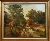 A. Keus, bosgezicht, Keus (Adriaan Keus?), olieverf op linnen, zandpad 40x50cm