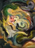 abstract by epigoon v.d Ton Ancone (Oldenzaal, Haagse School), olieverf op paneel, abstracte compositie 26x35cm, offered Jul 2012