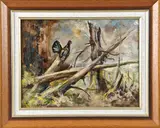 Auerhaan in bos by epigoon v.d Ton Ancone (Oldenzaal, Haagse School), olieverf op paneel, Auerhaan in bos 30x40cm, offered Jul 2012