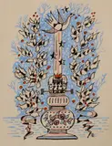 Paul Kromjong, Tekening?, Paul Kromjong (Maastricht 1903 - Amsterdam), handingekleurde kerstkaart op papier 15,5x12,3cm