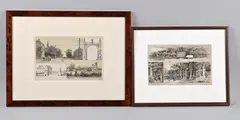 2x Schipperus, ingelijst, Twee lithografiën P.A