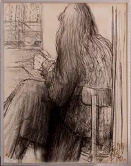 Houtskool tekening, F. Paalman, Paalman (Hengelo), houtskool op papier, Annemieke 50x64cm