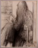 Houtskool tekening, F. Paalman, Paalman (Hengelo), houtskool op papier, Annemieke 50x64cm