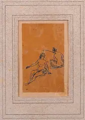 Onduidelijk gesig. ets ca., verz. stempel, 1900, ets met aqutint op papier, twee halfnaakte vrouwen 4x6,5cm