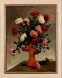 Johan Buning, stilleven, Johan Buning (Verso), olieverf op linnen, vaas met bloemen 60x80cm