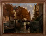 J. Casarie, stadsgezicht Amsterdam, Casarie, olieverf op linnen, grachtengezicht Amsterdam 60x80cm