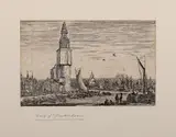 Setffano Della Bella, gravure, Setffano Della Bella (1610 - 1664 Italië), gravure op papier, gezicht op Amsterdam 13,5x8,7cm