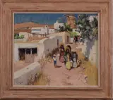 dorpsgezicht by Arie Johannes Zwart, Arie Johannes Zwart (1903 Rijswijck - 1981 Ibiza), olieverf op linnen, dorpsgezicht met figuren, offered Oct 2011