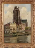 J. Borg, Dordrecht, 1920, olieverf op linnen, Bomkade te Dordrecht , 50x70cm