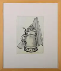 bierpul by Klaas Bernink, Klaas Bernink 1950 (Enschede), houtskool op papier, bierpul 19x28cm, offered Jul 2011