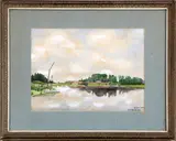 IJssel by Wim Schouten 1940, aquarel op papier, riviergezicht 43x32cm, Wim Schouten 1940, aquarel op papier, riviergezicht 43x32cm, offered Jul 2011
