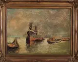 Th. Selhorst, havengezicht, 1930, olieverf op linnen, havengezicht 50x70cm