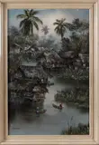 Duane 60-er jaren, Indonesisch landschap, Duane 60-er jaren, olieverf op linnen, Indonesisch landschap 49x74cm