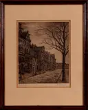 A. Krüme, ets, Krume 1936, ets op papier, stadsgezicht 25x31cm