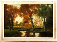 Gesigneerd J, van Kregten, Gesigneerd J. van Kregten, olieverf op linnen, landschap 50x70cm