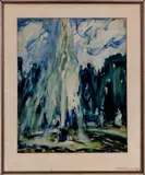 Elisabeth Schott, aquarel, Elisabeth Schott 20e eeuw, aquarel op papier, abstracte compositie 38x47cm