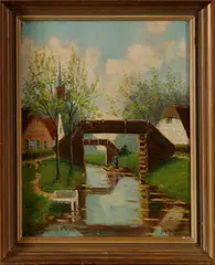 Johan Rockx ca, Giethoorn, 1930, olieverf op linnen, Giethoorn 30x40cm