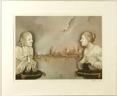 Hans Peter Nagtegaal, vereeuwigde liefde, Hans Peter Nagtegaal (11-09-1944 Amsterdam) Rietveld Academie, drukwerk op papier Nr 41, vereeuwigde liefde 86x65cm