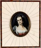 dame by Miniatuur van een vrouw geschilderd op kunststof 20e eeuw, Miniatuur van een vrouw geschilderd op kunststof 20e eeuw, offered Apr 2011