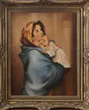 Gesigneerd Gabriël, moeder met kind, Gesigneerd Gabriël begin 20e eeuw, olieverf op linnen, moeder met kind 40x50cm