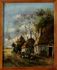 H. Noordam, landschap met boerderij, Noordam, olieverf op linnen, landschap met boerderij 40x50cm