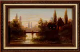 M. Müller, landschap, Muller (Duitse school) begin 20e eeuw, olieverf op linnen, landschap 30x18cm