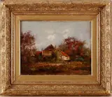 P. Verheul, boerenhofje, Verh...), olieverf op linnen, Hoeve ca