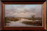Albert Wessels, landschap, Albert Wessels (1938 - ), olieverf op linnen, landschap in Twente 60x80cm