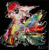 E. Pechtold, abstract, Eduard Pechtold (Duitsland), olieverf op linnen, fantasiefiguren 50x50cm