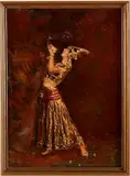 Mata Hari, begin 20e eeuw, Gesigneerd J.K., Balinese vrouw of Mata Hari begin 20e eeuw, olieverf op paneel 42x30cm