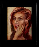 Gesigneerd Bartsch, sensuele dame, Gesigneerd Bartsch (Duitse school) 50-er jaren, olieverf op paneel, sensuele dame 30x38cm