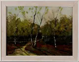 J. Kooisma, landschap met berkeboom, Kooisma, olieverf op linnen, landschap met berkeboom 50x70cm
