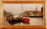 De Booy, Rotterdam, J. de Booy 1941, olieverf op paneel, Leuvehaven Rotterdam 60x33cm