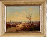 Gesigneerd v. Eijk, heide, van Eyk, begin 20e eeuw, olieverf op paneel, heidelandschap 18x24cm