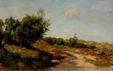 J.A. Hesterman Jr., duinen, (Amsterdam 1877 - 1955), olieverf op paneel, "Duingezicht" 58x34cm