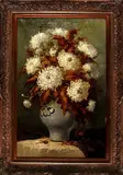 Tilly Moes, keulse pot met bloemen, Tilly Moes, olieverf op linnen, Keulse pot met bloemen, 55x86cm