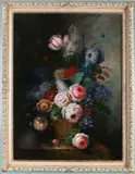 L. Marlow, bloemstilleven stijl 17e eeuw., Marlow, olieverf op linnen, bloemstilleven, stijl 17e eeuw, 60x80cm